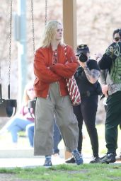 Elle Fanning on Set of 