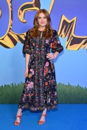 Isla Fisher Brings Floral Fantasy to Dog Man London Premiere in Navy Romance