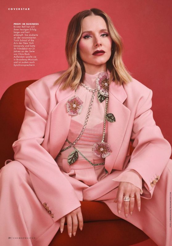 Kristen Bell Redefines Power Dressing in Bold Pink Oversized Blazer for Cosmopolitan Germany