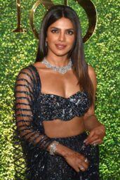 Priyanka Chopra Shines in Navy Sequin Ensemble at Brother’s Mumbai Wedding