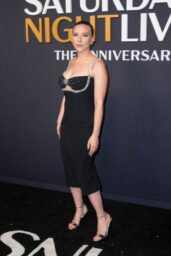 Scarlett Johansson Stuns in Prada at SNL 50th Anniversary