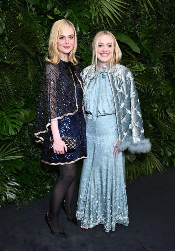 Elle and Dakota Fanning at Chanel and Charles Finch Pre-Oscar Dinner, Beverly Hills CA 03/01/2025