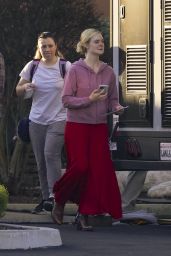 Elle Fanning’s Applebee’s Break on Margo’s Set - 03.04.2025