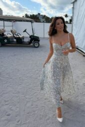 Eva Longoria Stuns in Floral Dress at Beach Event