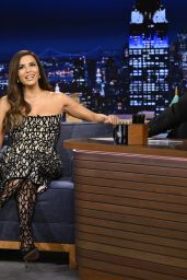 Eva Longoria Wears Cong Tri Lace Dress on Fallon