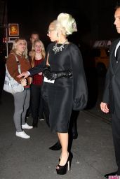 Lady Gaga Channels Audrey Hepburn in Chic Black Satin  