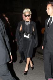 Lady Gaga Channels Audrey Hepburn in Chic Black Satin  