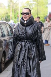 Miley Cyrus Wears Alaia Coat in Paris on April 26, 2025