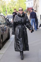 Miley Cyrus Wears Alaia Coat in Paris on April 26, 2025