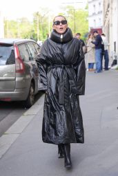 Miley Cyrus Wears Alaia Coat in Paris on April 26, 2025