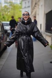 Miley Cyrus Wears Alaia Coat in Paris on April 26, 2025