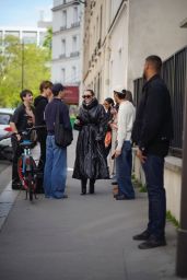 Miley Cyrus Wears Alaia Coat in Paris on April 26, 2025