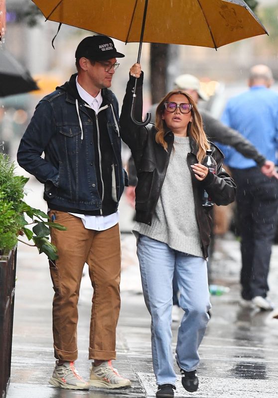 Ashley Tisdale, Christopher French Brave Rainy NYC Dinner