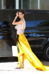 Carina Zavline Departs Martinez Hotel AmFAR Gala 2025