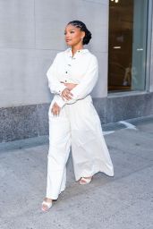 Halle Bailey in Elegant Attire on the Upper West Side