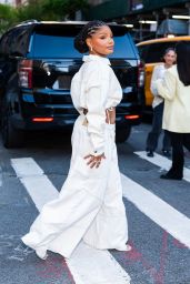 Halle Bailey in Elegant Attire on the Upper West Side