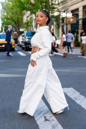 Halle Bailey in Elegant Attire on the Upper West Side