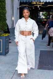 Halle Bailey in Elegant Attire on the Upper West Side