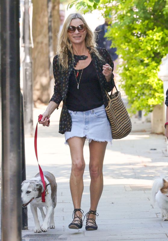 Kate Moss & Fiona Young Stroll Through Notting Hill with Dogs