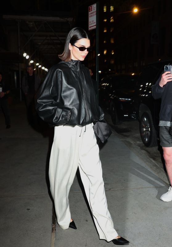 Kendall Jenner Wears Leather and Silk in NYC