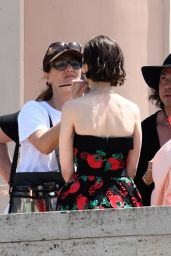 Lily Collins and Eugenio Franceschini in Romantic Scene on 