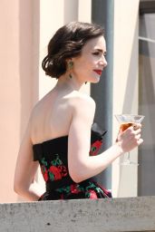 Lily Collins and Eugenio Franceschini in Romantic Scene on 