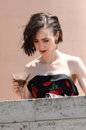 Lily Collins and Eugenio Franceschini in Romantic Scene on 