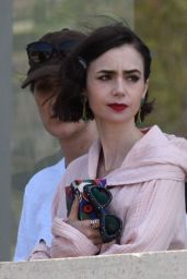 Lily Collins and Eugenio Franceschini in Romantic Scene on 