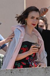 Lily Collins and Eugenio Franceschini in Romantic Scene on 