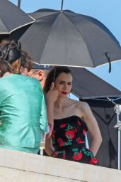 Lily Collins and Eugenio Franceschini in Romantic Scene on 