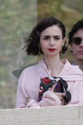 Lily Collins and Eugenio Franceschini in Romantic Scene on 'Emily In Paris' Set