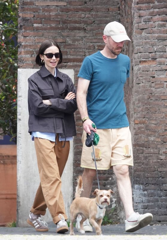 Lily Collins Roman Holiday Stroll
