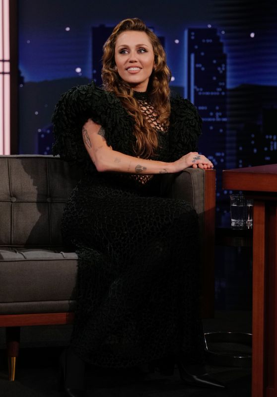 Miley Cyrus Wears Alaïa Net Dress Jimmy Kimmel 2025