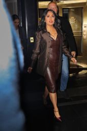 Salma Hayek Takes on NYC in Leather