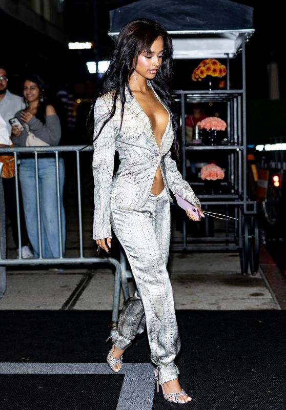 Tyla Turns Heads in Silver Suit on NYC’s Upper East Side
