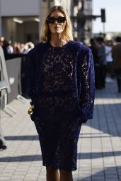 Anja Rubik Unleashes Electric Blue at Saint Laurent Show