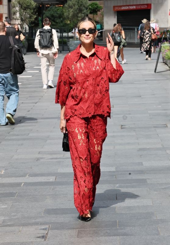 Ashley Roberts Ignites London in Fiery Red Lace