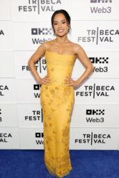 Becky G Unveils Golden Glamour at Tribeca Film Festival