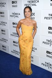 Becky G Unveils Golden Glamour at Tribeca Film Festival