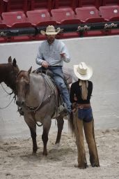 Bella Hadid Practices for Horse Cutting Championship