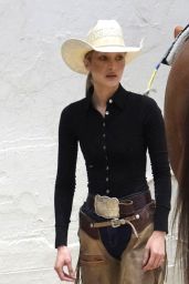 Bella Hadid Practices for Horse Cutting Championship