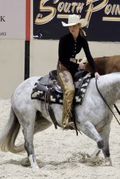 Bella Hadid Practices for Horse Cutting Championship