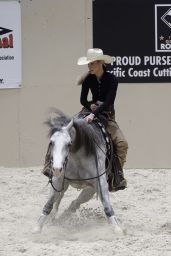 Bella Hadid Practices for Horse Cutting Championship