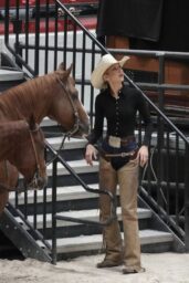 Bella Hadid Practices for Horse Cutting Championship