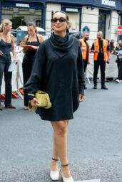 Camelia Jordana Unveils Drape-Neck Chic at AMI Show