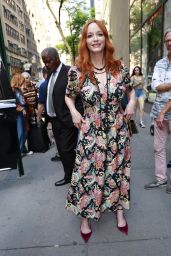 Christina Hendricks Embraces Floral Chic Outside NBC Studios