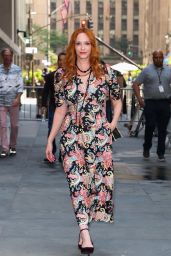 Christina Hendricks Embraces Floral Chic Outside NBC Studios