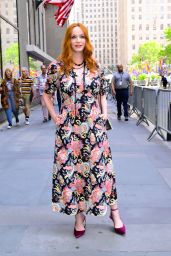Christina Hendricks Embraces Floral Chic Outside NBC Studios