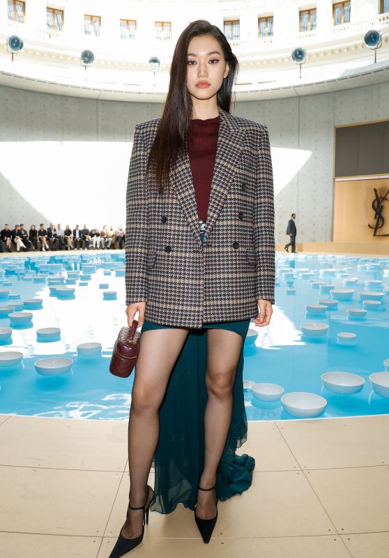 Doyeon Kim Channels Dual Chic at Saint Laurent Menswear Show