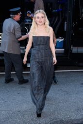 Emily Alyn Lind's Pinstriped Chic in Midtown